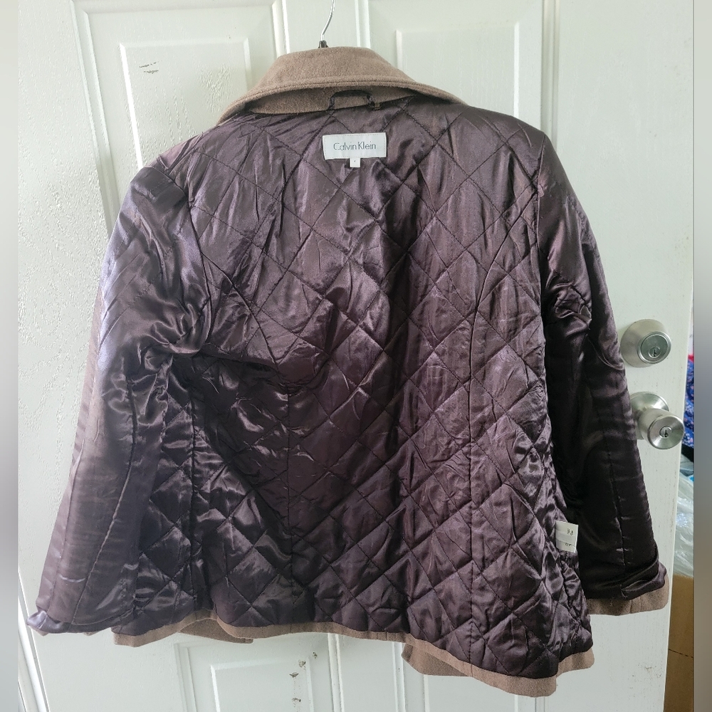 Calvin Klein Double-Breasted Tan Pea Coat - Picture 6 of 6